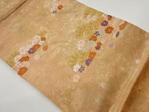 リサイクル　引箔ヱ霞に花・松模様織出し名古屋帯